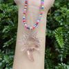 Collana Pendente in Perline di Vetro a Spirale e Cuore di Tendenza in Colori Misti
