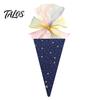 Childrens Treat Holder Ice Cream Cone Shaped Bag for Kids, Triangle Fabric Candy Kindergarten Graduation Present with Ribbon Bow Holiday, Birthday,