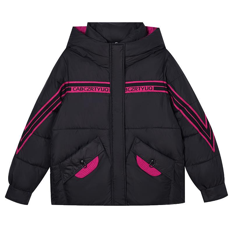 2025 Winter Fashionable Korean Hooded Cotton Jacket with Ribbon Patchwork