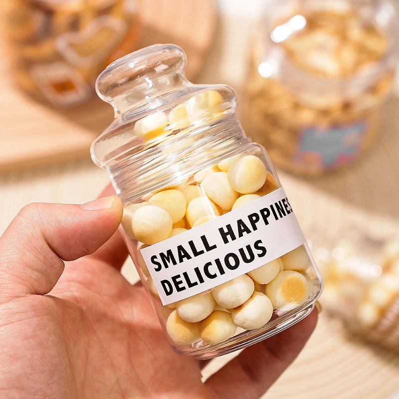 1Pc Plastic Snack Storage Container Transparent Candy Jars Reusable Cookie Food Container Countertop Organizer-Homeclub