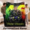 Custom Name Valentino Rossi Flannel Throw Blanket Personalized Text Soft Blanket Bed Sofa Gift