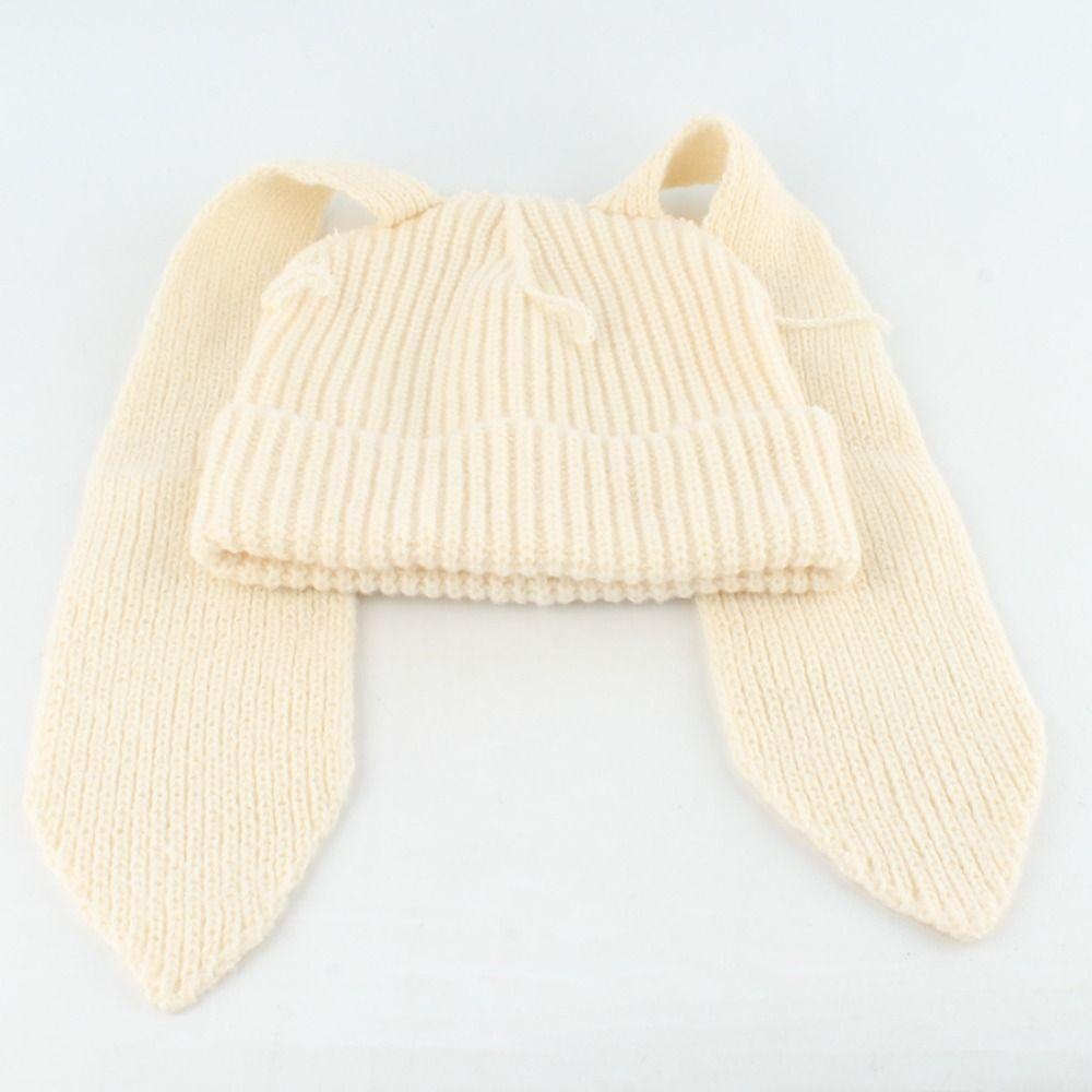 Thick Knitted Long Ear Beanie Handmade Style Rabbit Knit Hat Gift Style Winter Warm Hat For Women