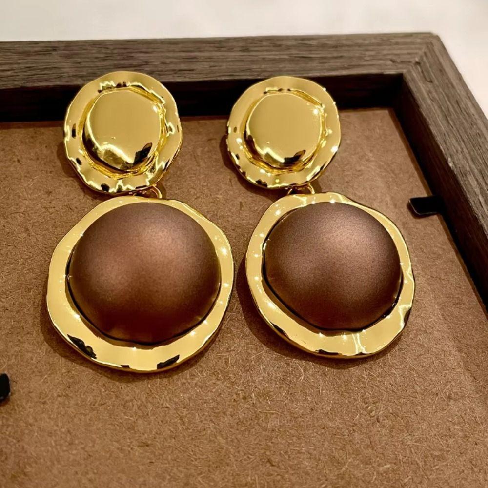 French Style Circular Geometric Earrings Vintage Ladies' Jewelry Silver Needle Earrings  Wedding