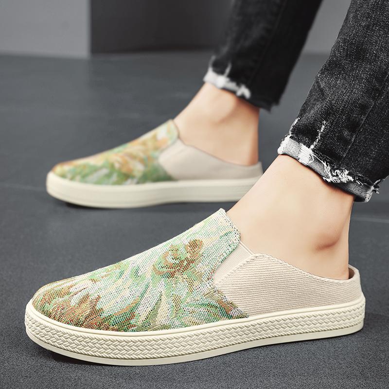 Pánské letní pantofle 2024 Luxusní ležérní boty naboso pro muže Pohodlné plátěné venkovní módní pantofle na chůzi Chinelos