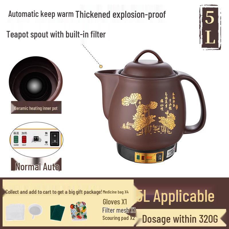 Automatischer elektrischer Abkochtopf für chinesische Medizin mit violettem Ton - Schmortopf für den Hausgebrauch.