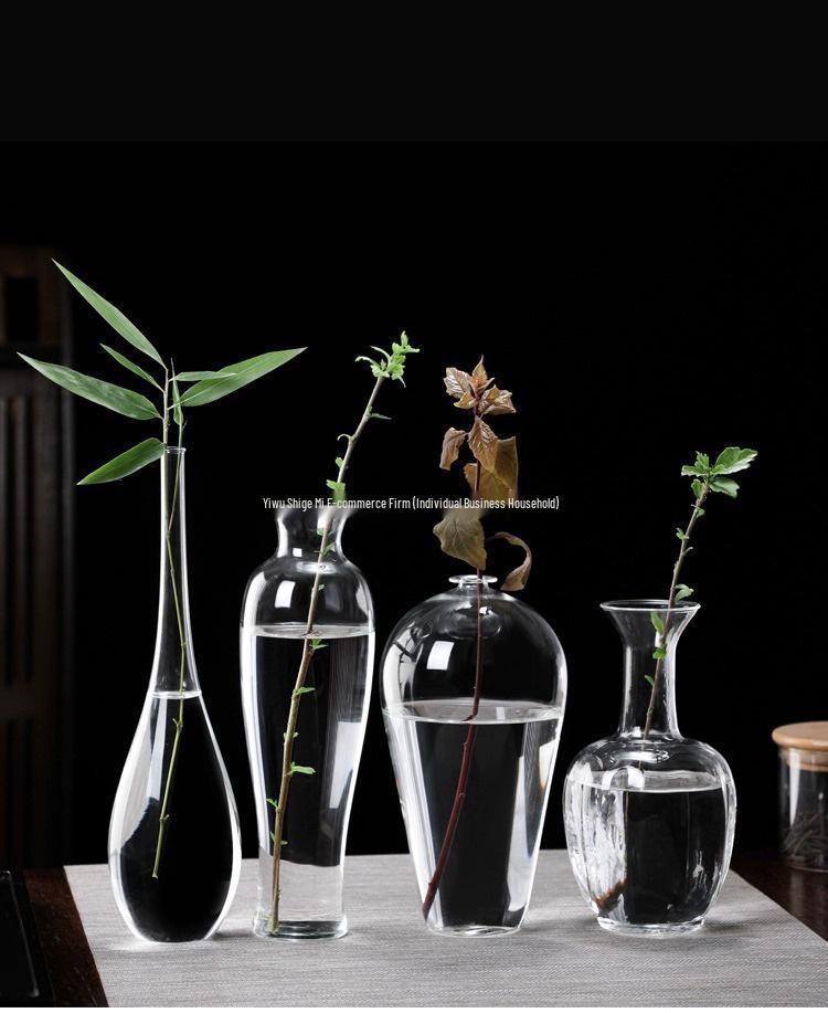 Zen Transparent Glass Vase for Hydroponic Plants and Small Mouth Flower Arrangements