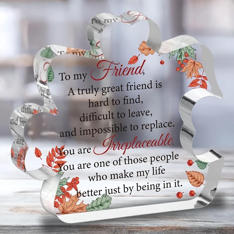Vintage Acrylic Sign, 1pc, Friendship Puzzle Acrylic Plaque - 'You Are Irreplaceable' Heartfelt Message - Unique Best Friend Gift with Touching Quote