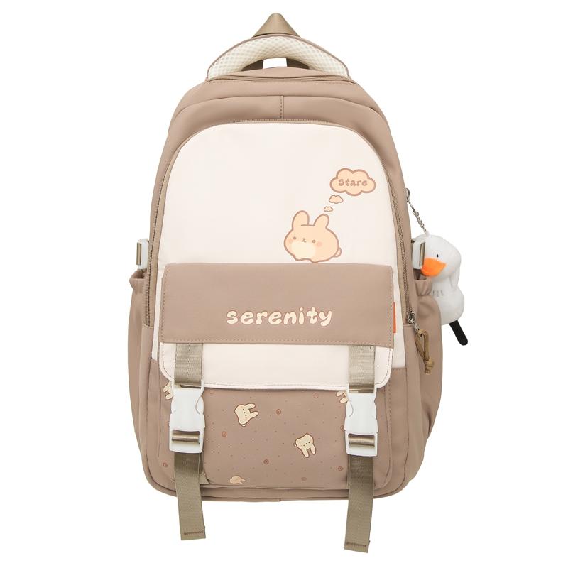 Student Grade 3-6 Schoolbag Women's Large Capacity Cartoon Backpack Campus Color Block Backpack