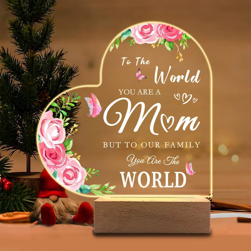 

1PC Acrylic Luminous Ornament Photography Accessories, USB Base, Mom Gift, Heart Mother s Day Figurines Plastic чистый