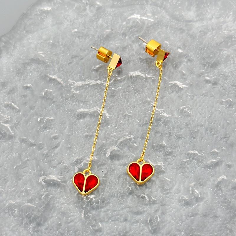 Fashion Commuter K Series Peach Heart Earrings Earrings Love Premium Earrings