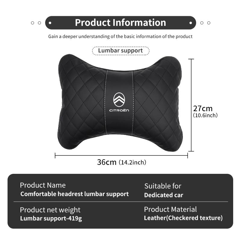 Almohada Cervical de Cuero para Asiento de Coche Soporte de Reposacabezas Cojín Lumbar Para Citroen Grand Berlingo Jumper Celysee Xsara Picasso Aircross