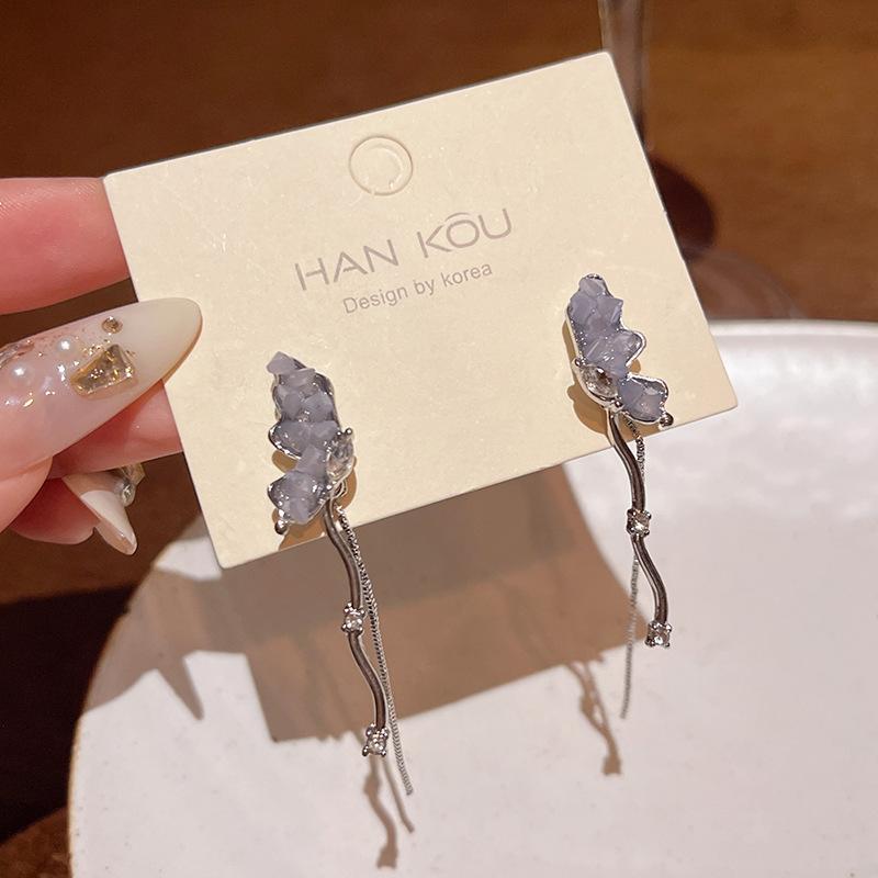 Super Fairy Crystal Butterfly Earrings Women's Niche High-end Sense Versatile Temperament Pearl Stud Earrings