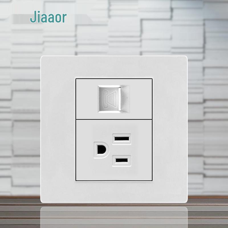 86 Typ Amerikanischer Standard Schalter- und Steckdosenpanel mit Doppel-USB & Typ-C, 3-Loch-Stecker für Japan & Taiwan, Unterputzmontage