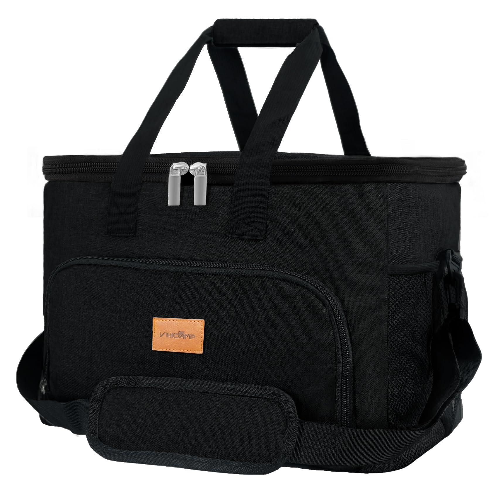 

Портативна м яка сумка-холодильник Vihicamp на 60 банок, ізольована, для кемпінгу, складна м яка бічна сумка-холодильник для напоїв, герметична, пляжна сумка-холодильник, ідеально підходить для дорожнього льоду чорний