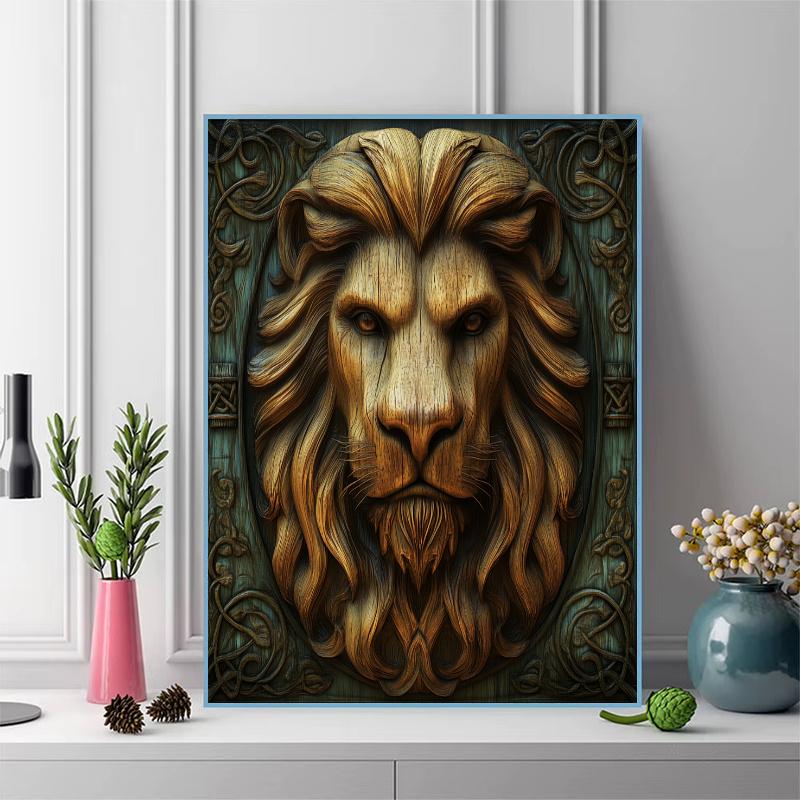 Lion Pattern 3pcs 100% Round Full Drill 5D DIY Diamond Painting Embroidery Cross Stitch Rhinestone Décor