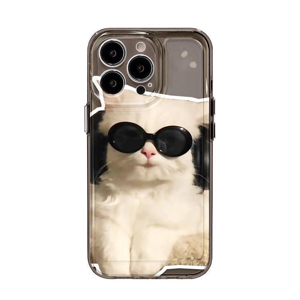Sunglasses Kitten Suitable for iPhone17promax Apple 16 Mobile Phone Case 15/14 Fine Hole 13 High Value