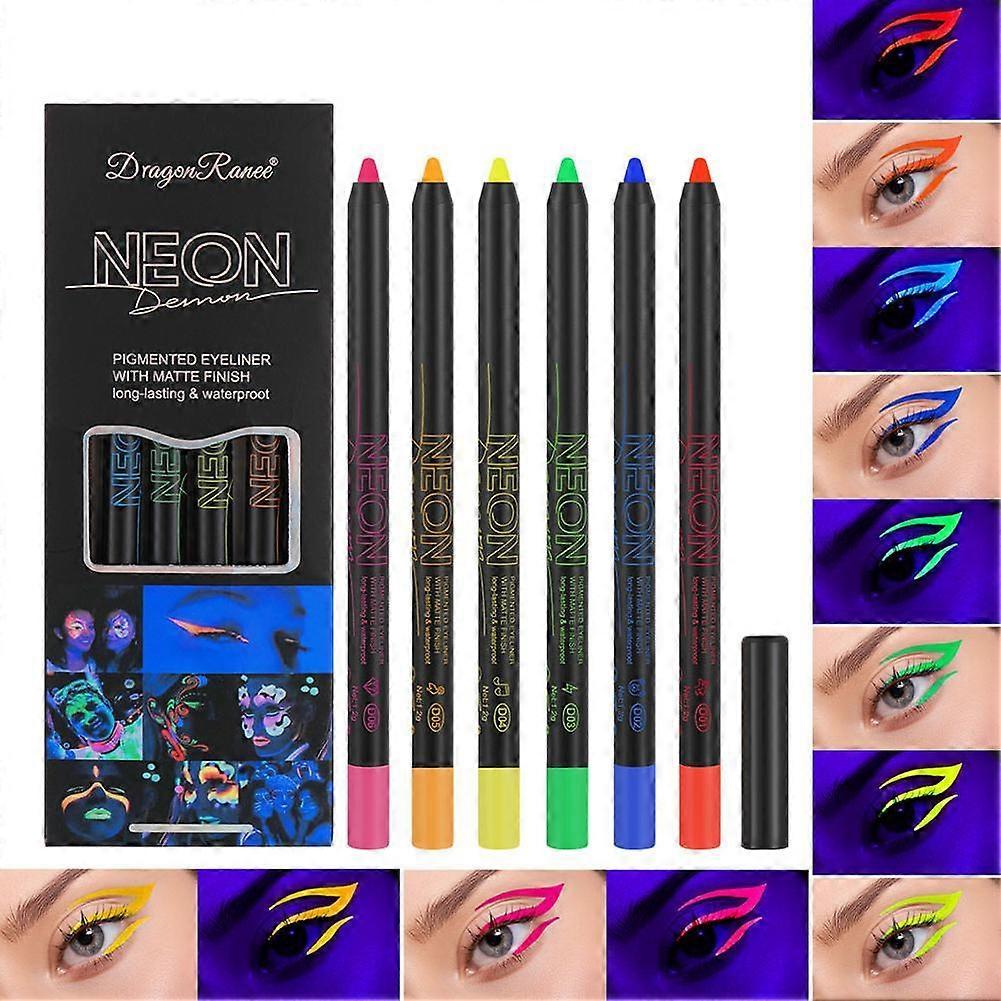 Cujmh 6-Piece Highlighter Eyeliner Pen Set, Multicolor Eyeshadow Marker for Halloween Cosplay, Water-Based Face Paint Makeup Pens
