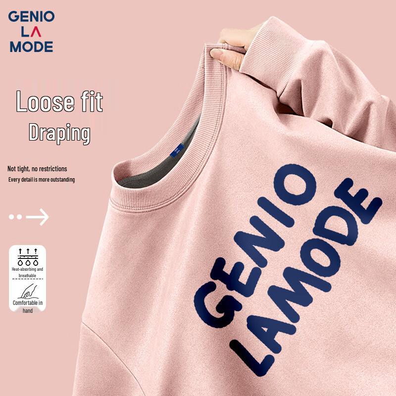 

GENIOLAMODE Men s Fleece-Lined Suede Velvet Crew Neck Sweatshirt 3XL