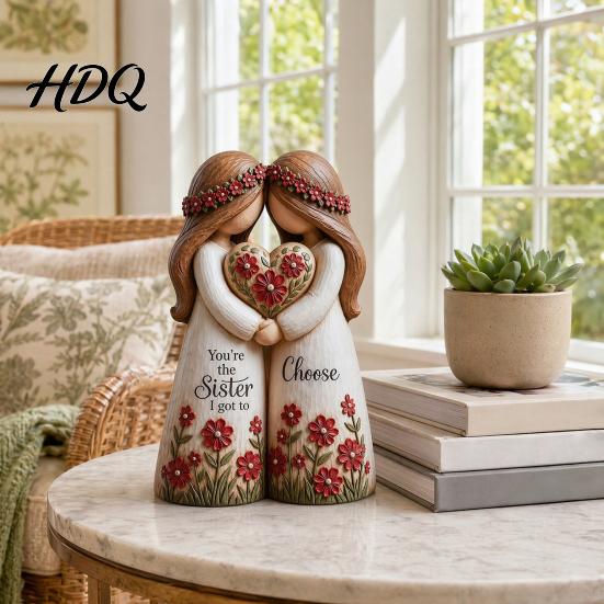 Best Friend Statue Sisterhood Statue Sisters Forever Handcrafted Resin Sculpture with 2 Sister Bond Decoration 3 4 Figurines Friendship Gifts for