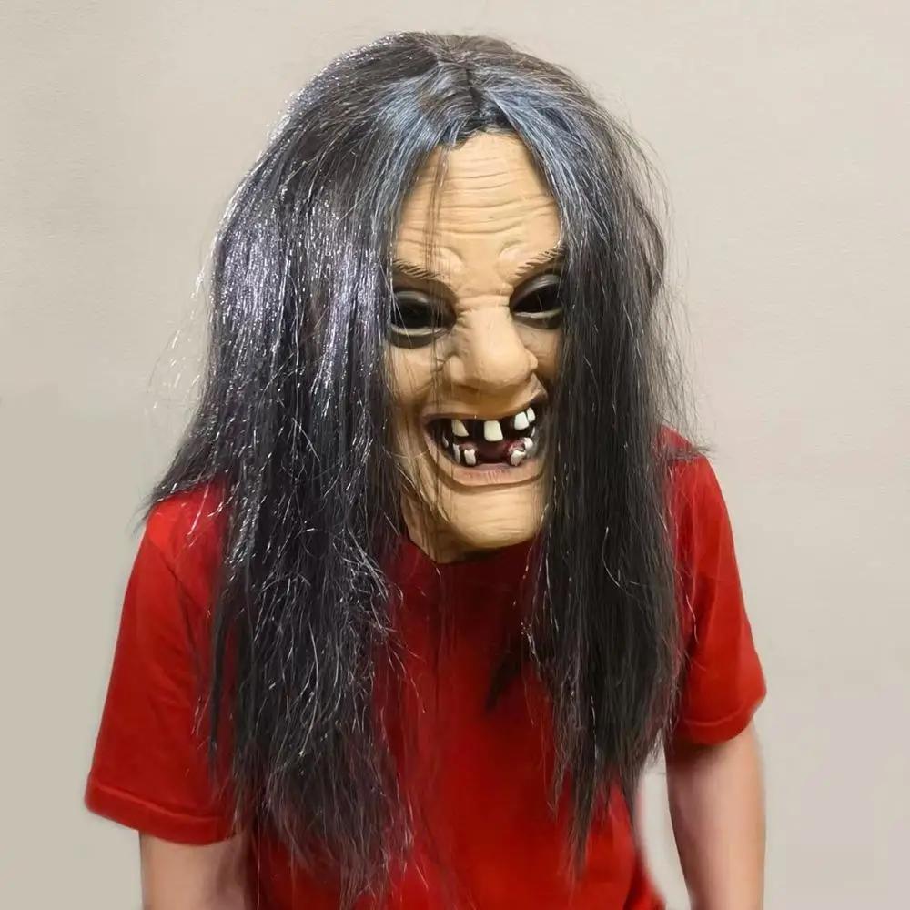 Maschera da Zombie Spaventosa con Capelli Maschere Mostruose Realistiche Accessori Costume Spaventosi di Halloween per Festa Casa Infestata Cosplay