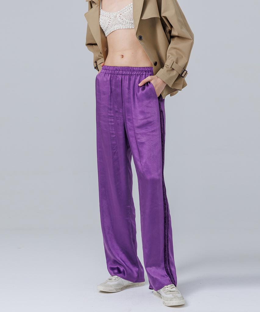 PAGE Satin Elastic Waist Pants _Purple