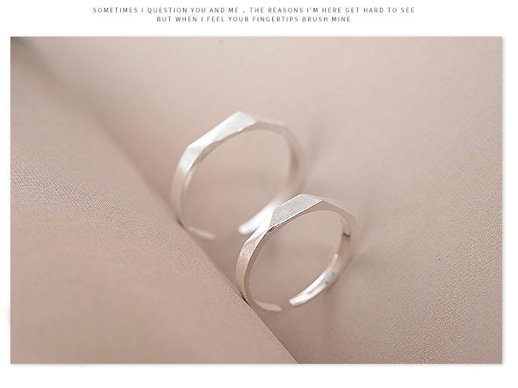 925 Pure Silver Opening Ring Geometrical Ling Face Men and Women's Rings Korean Pure Silver Ornaments