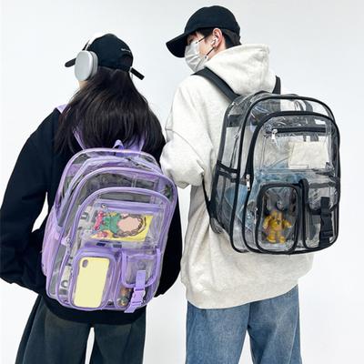 Clear Backpack for Girls Boys Waterproof Heavy Duty Transparent Bookbag Large Capacity