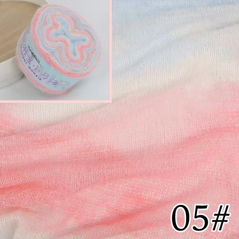 Warm Color Gradient Mohair Soft and Skin Friendly Mohair Fine Thread Hand Woven Crochet Baby Sweater Scarf Glove Material