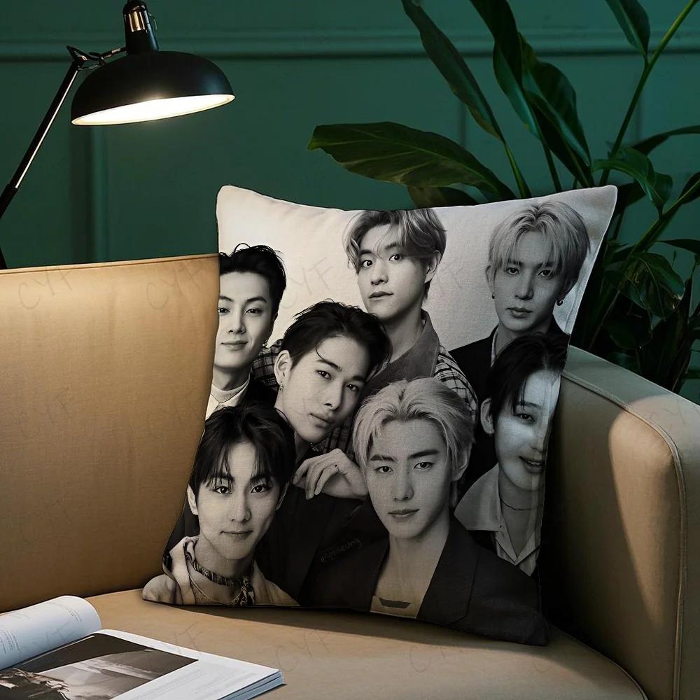 Boy Team E-Enhypen Pillow Case Pillowcase Anti-Dustmite Pillow Invisible Zipper Silky Short Plush Sofa Cushion Cover