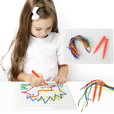 DIY String Braided Drawing Board Christmas Craft Art Threading Board with Colorful