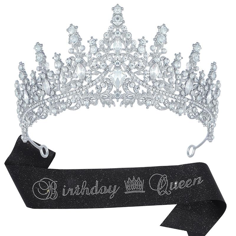 New Birthday Party Queen Crystal Crown Shoulder Strap Birthday Queen Glitter Pink Diamond Shoulder Strap Set 2026