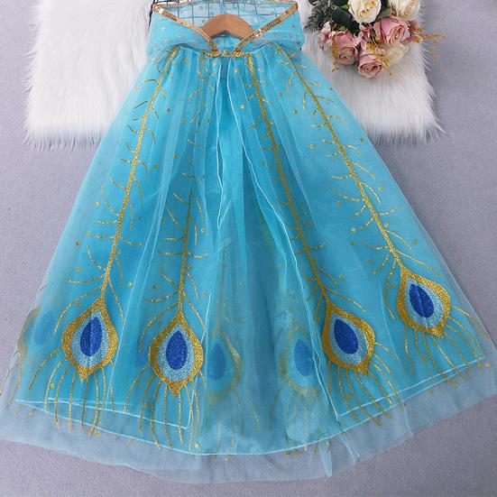 Dívky Plášť s kapucí Hvězda Sněhové vločky Paví peří Průsvitný Volán Tyl Scénické představení Cosplay Kostým Děti Oblékání Princezna Cape Šátek