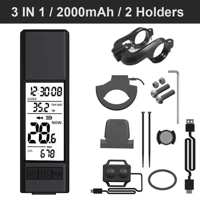 Bike Light 3 In 1 Bicycle Wireless Computer Flashlight LED Bike Front Light Cycling Horn Waterproof USB Headlight Riding Lamp