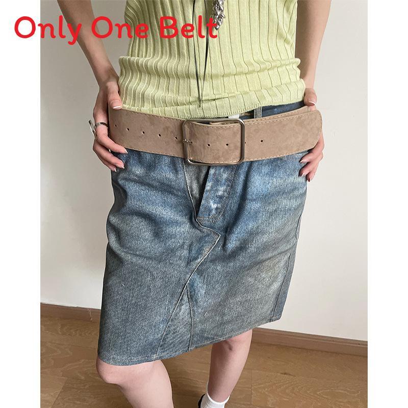 

Retro Wide Pu Leather Belt For Women With Metallic Buckle For Casual Jeans And Dress Styling хаки