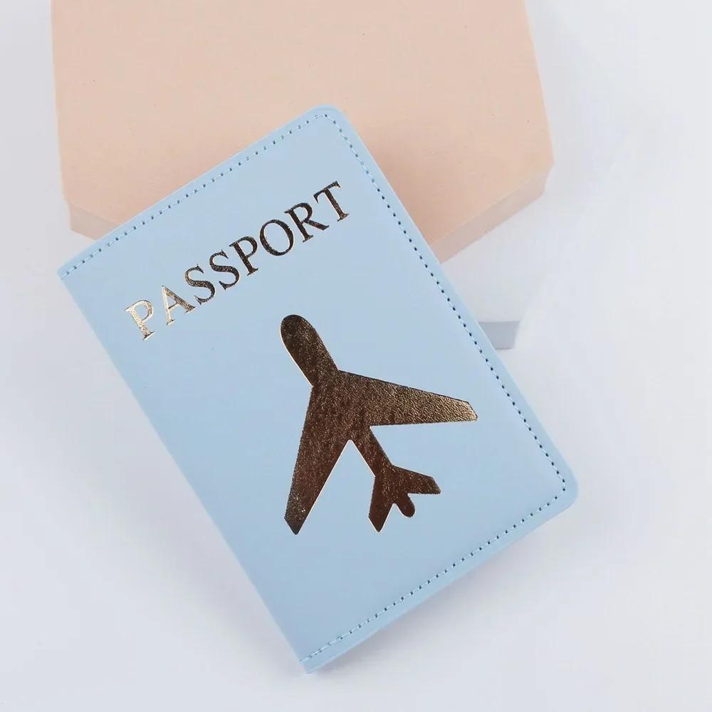 Pu Leather Passport Cover Simple Letter Plane Pattern Men Women Travel Wedding Passport Covers Holder Fashion Wedding Gift