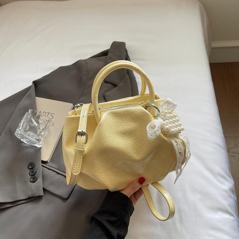 Summer Fashion Handbag Women's 2025 New Pleated Small Square Bag Simple Shoulder Bag High Value Messenger Bag