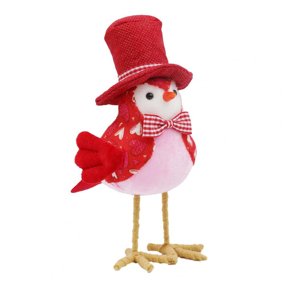 Bird Figurine Valentine's Day Bird Figurines Romantic Standing Plush Love Birds Ornament Bookshelf Bird Accent Piece Bird Gift