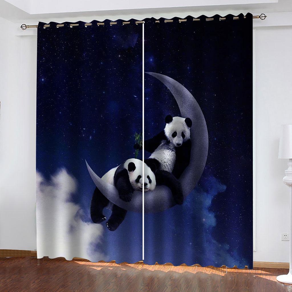 Home Interior Curtains 3D Luxury Animal Cute Panda Window Blackout Curtains For Living Room Bedroom Home Decor 2Pieces