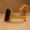 Baguette Onyx and Peridot Ring – Yellow Gold Plated 925 Sterling Silver Ring – Art Deco Bridal Wedding Jewelry Gift