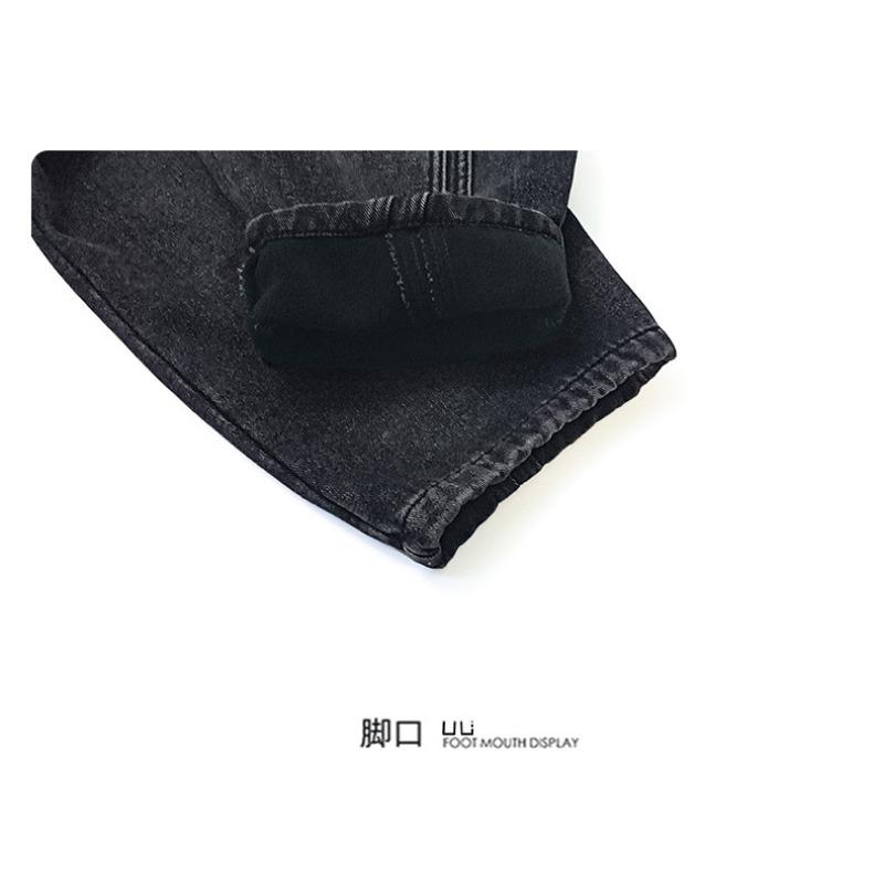 Blugi Lungi Denim Casual de Iarnă Calzi Căptușiți cu Fleece pentru Băieți Copii