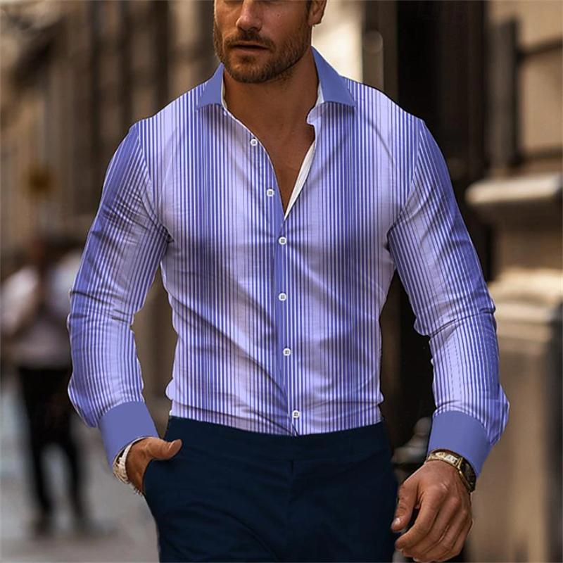Men's Casual Striped Plaid Lines Are Soft and Comfortable Spring and Summer Button Fashion Design