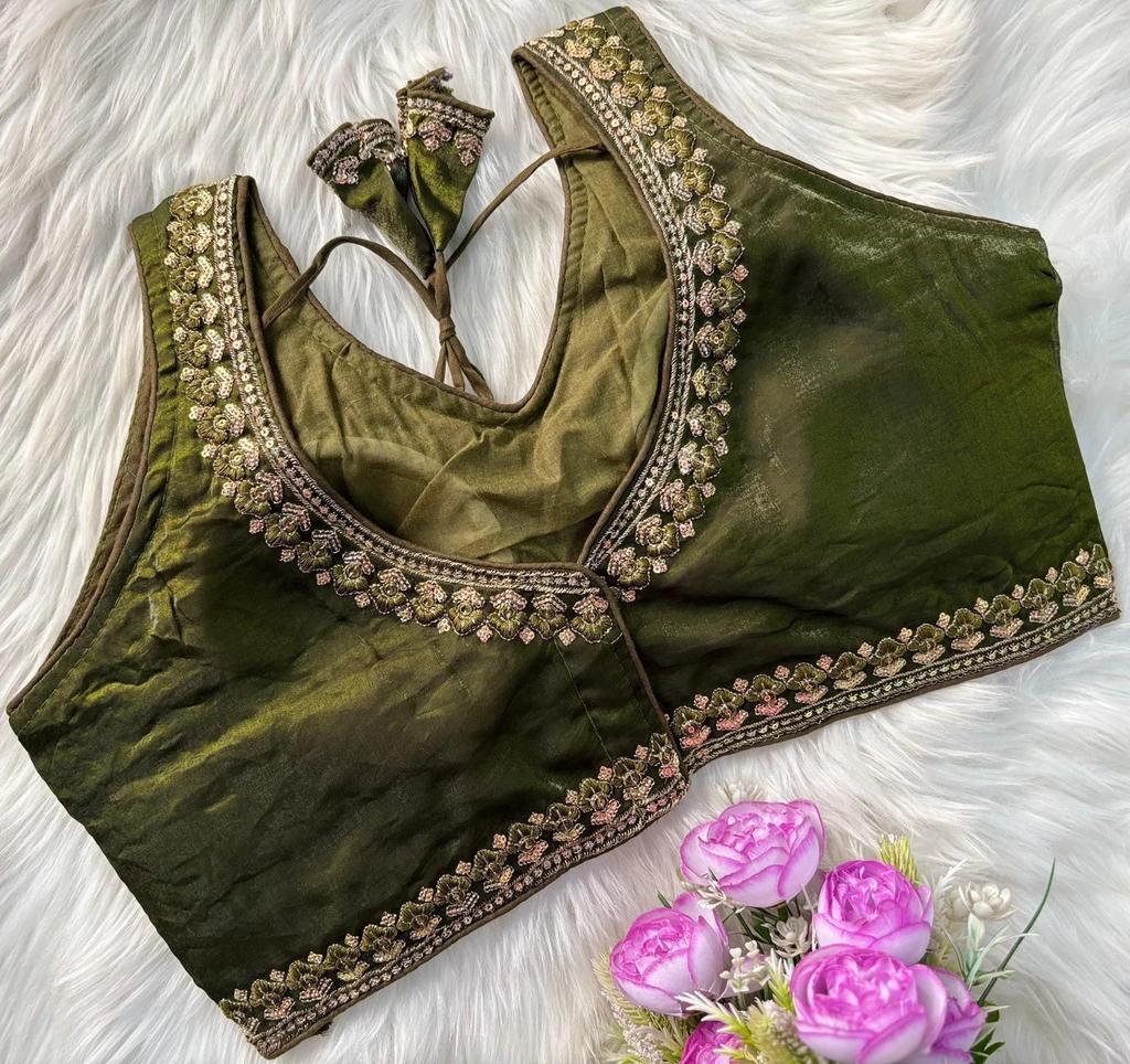 Blusa sin mangas de mezcla de seda para mujer Ropa de fiesta india Diseñador Étnico Choli