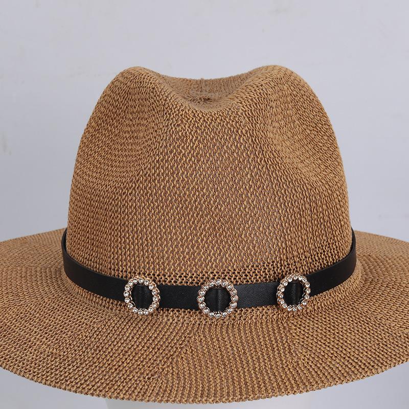 Retro European & American Straw Hat with Leather Buckle and Creative Hatband Decoration