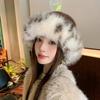 Windproof Faux Fur Bucket Hat Thick Furry Winter Panama Basin Cap Plush Fisherman Hat  Winter