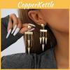 Tassel Chic Asymmetric Earrings For Women Gold Geometric Design Material Alloy