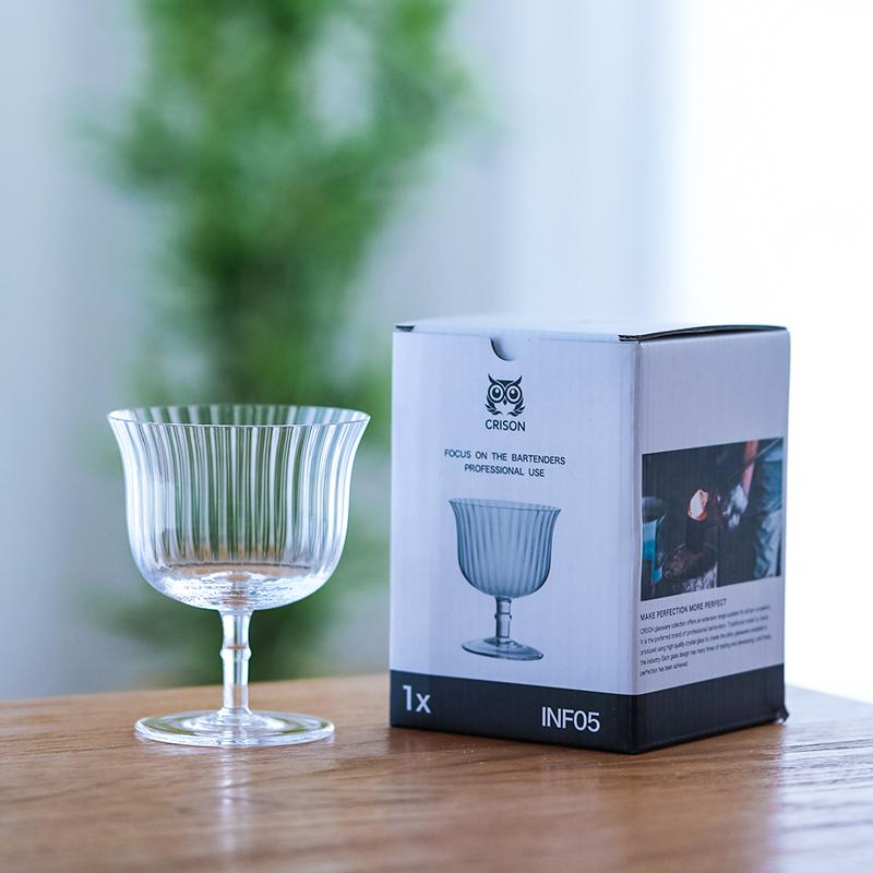 CRISON INF05 Vertical Striped Crystal Glass for Cocktails Home Use - Elegant Glassware for Mixed Drinks And Beverages