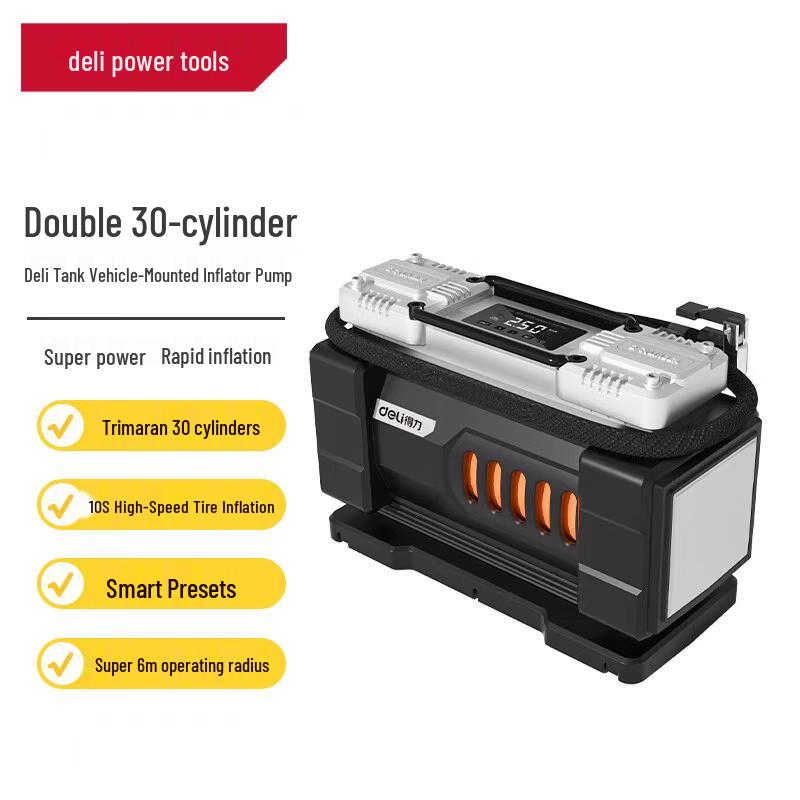 Deli DL-TK-A3S Digital Dual-Cylinder Car Tire Inflator