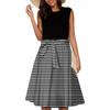 Women's Fashion Striped Printed Casual Lace-up Sleeveless Round Neck Splicing Short Dress