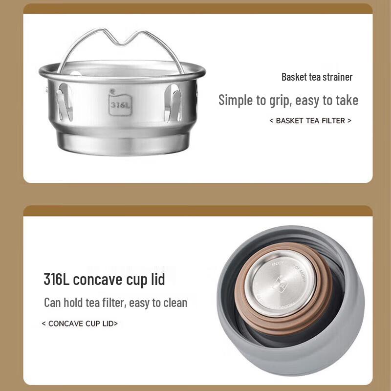 SUPOR 316L Stainless Steel Portable Thermos Tea Cup, 450ml