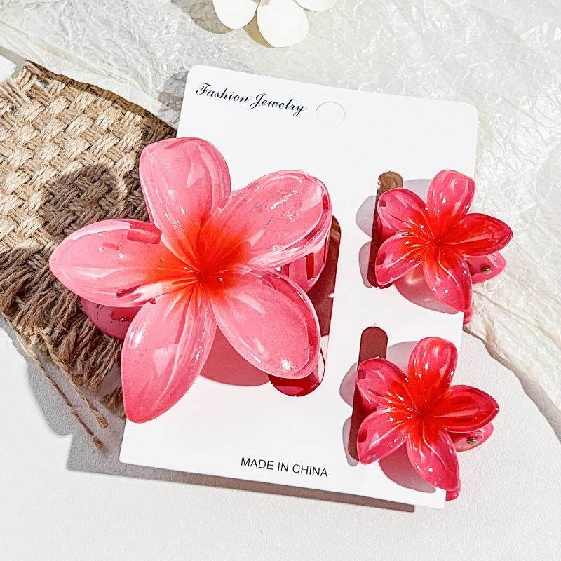 Frangipani Hairpin Beach Vacation Style Bauhinia Flower Updo Shark Hairpin Set